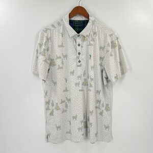 William Murray Men's Short Sleeve Golf Polo Shirt Medium All Over Llama Print